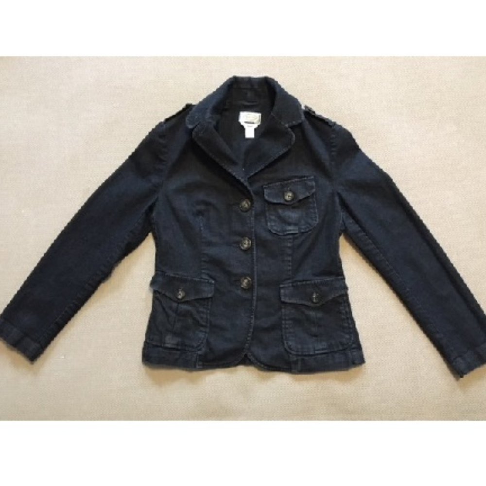 Talbots Indigo Denim Military Jacket with Epaulettes